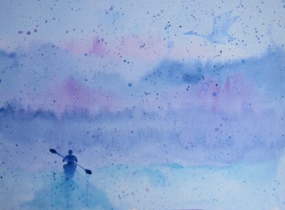 Meditating in a Kayak - Watercolor on Paper - 11" x 14"