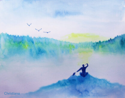 "Boater at Sunrise  4-20-19"   Watercolor on Paper  11" x 14"