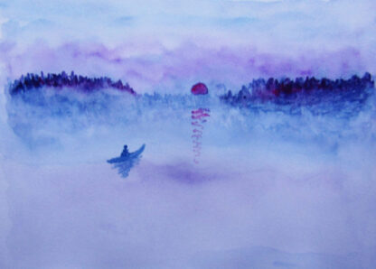 "Boating Towards the Sunset" -  11" x 14"  Watercolor on Paper
