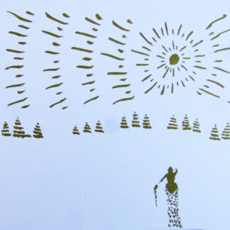 "Boater heading towards the sunset in May"  - Ink on Paper  - 7" x 10"