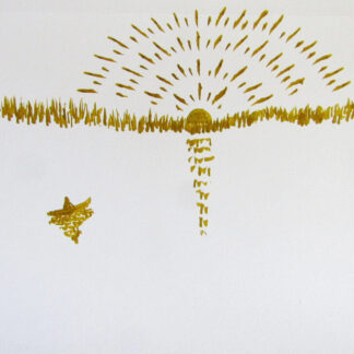 "Heading Towards the Sunset in Gold" -  Ink on Paper  - 7" x 10"