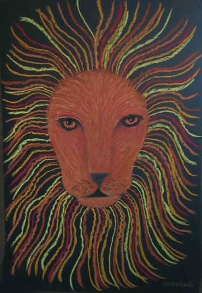 "Expressionistic Leo the Lion" -  Pastel on Paper - 18" x 12"