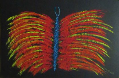 "Expressionistic Butterfly - Orange & Yellow"  - Pastel on Paper - 12" x 18"