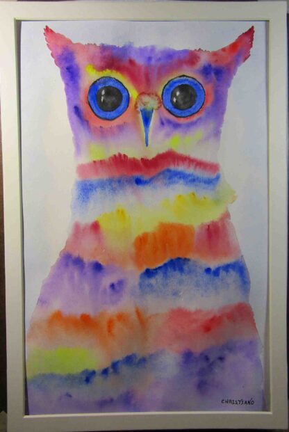 "Colorful Owl"  - Gouache on Paper -  18" x 12"