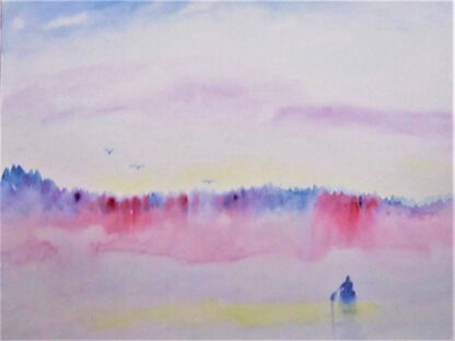 "Boater in Blue & Violet"   - Watercolor on Paper  - 11" x 14"