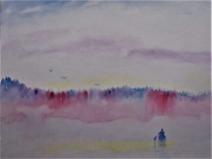 "Boater heading towards the Blue & Violet"  -  Watercolor on Paper - 11" x 14"