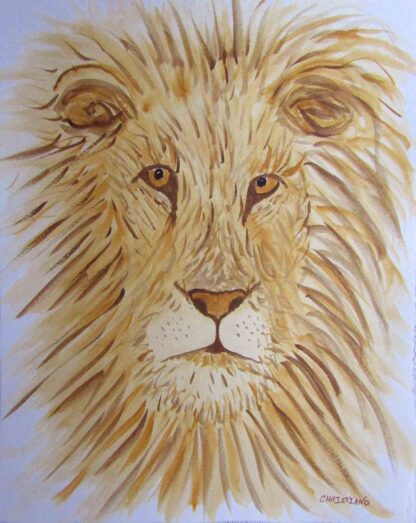 EXPRESSIONISTIC LION  - Watercolor on Paper - 14" x 11"