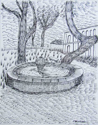 "The fountain"  (after van Gogh)  - Pen & Ink on paper  - 10" x 8"