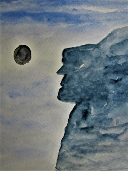 "Old Man of the Mountain II"  - Watercolor on Paper - 10" x 8" in a 14" x 11" frame