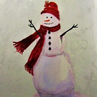 HAPPY SNOWMAN - watercolor on paper - 7" x 5"